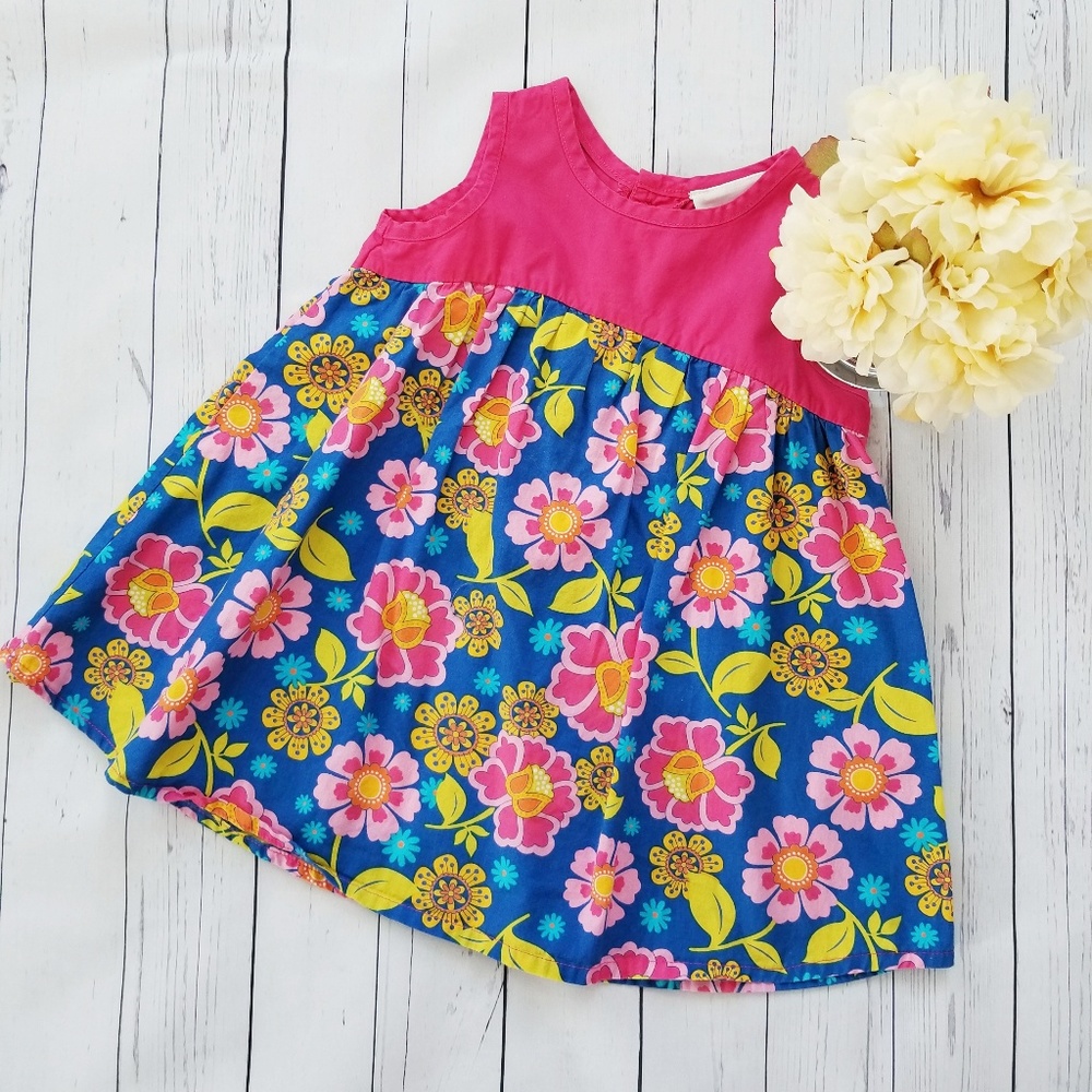 🎀 Tiny TiLLia (12month) Floral Dress Pink/Blue